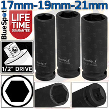 Deep Impact Wheel Nut Sockets 17mm 19mm 21mm 1/2"Dr 6 Point LifeTime Guarantee