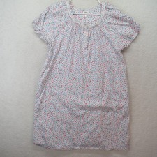 Aria Collection Womens XL Blue Pink Floral Cotton Knit Nightgown