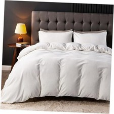 Velvet Duvet Cover Queen Size - 3 Piece Ultra Soft Queen 90" x 90" White