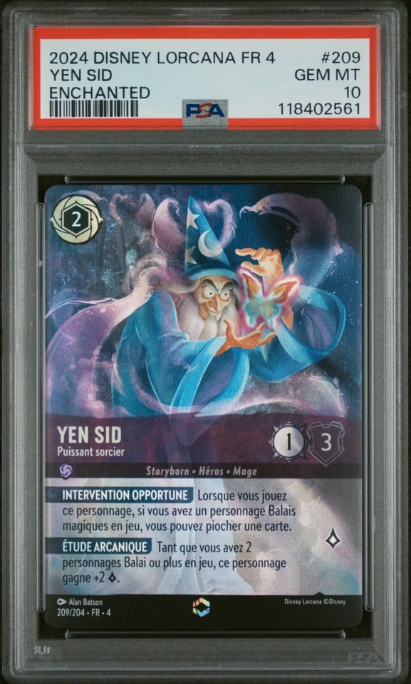 🇫🇷 YEN SID PSA 10 - ENCHANTÉE 209/204 CHAPITRE 4 FR Carte Lorcana Disney 🇫🇷 - Photo 2/3