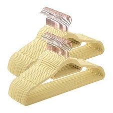 Beige Velvet Clothing Hangers Non Slip Rotating Chrome Hook 10 Pack 17.5 in