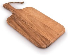 Acacia Wood Cutting Board, for Meat, Cheese, Bread, with Grip Handle 15" x 7" 