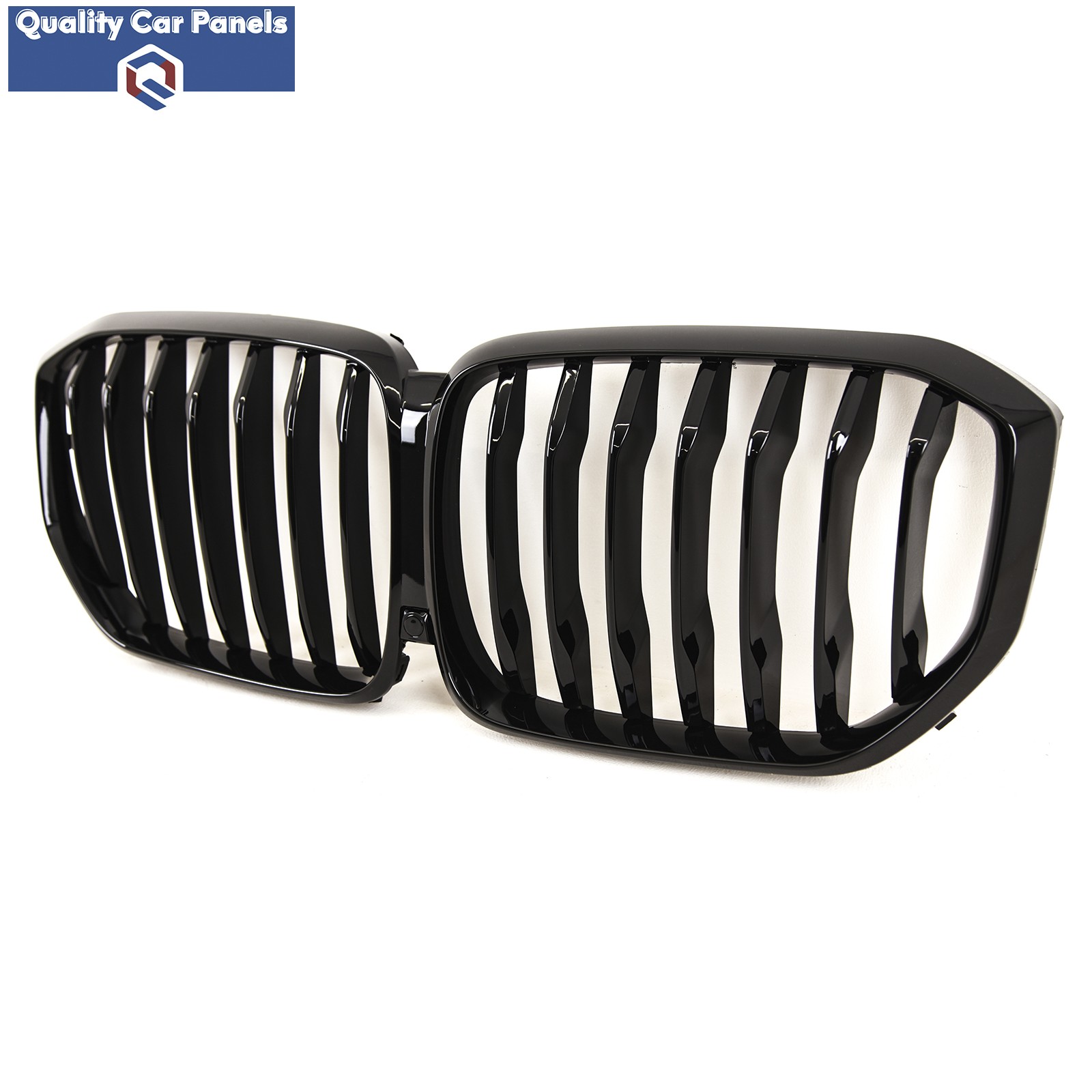 Front Kidney Grilles Single Slat Gloss Black Fits BMW X5 G05 2019-2023