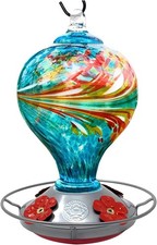 Hummingbird Feeder by Large Hand Blown Stained Glass Feeder Garden Patio