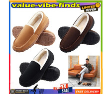 Men's Memory Foam Moccasin Slippers Warm Plush House Shoes Indoor Outdoor Gift