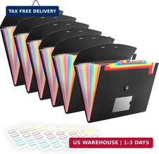 6-Pack 13-Pocket Expanding File Folder, Accordion File Organizer with Labels, Fi