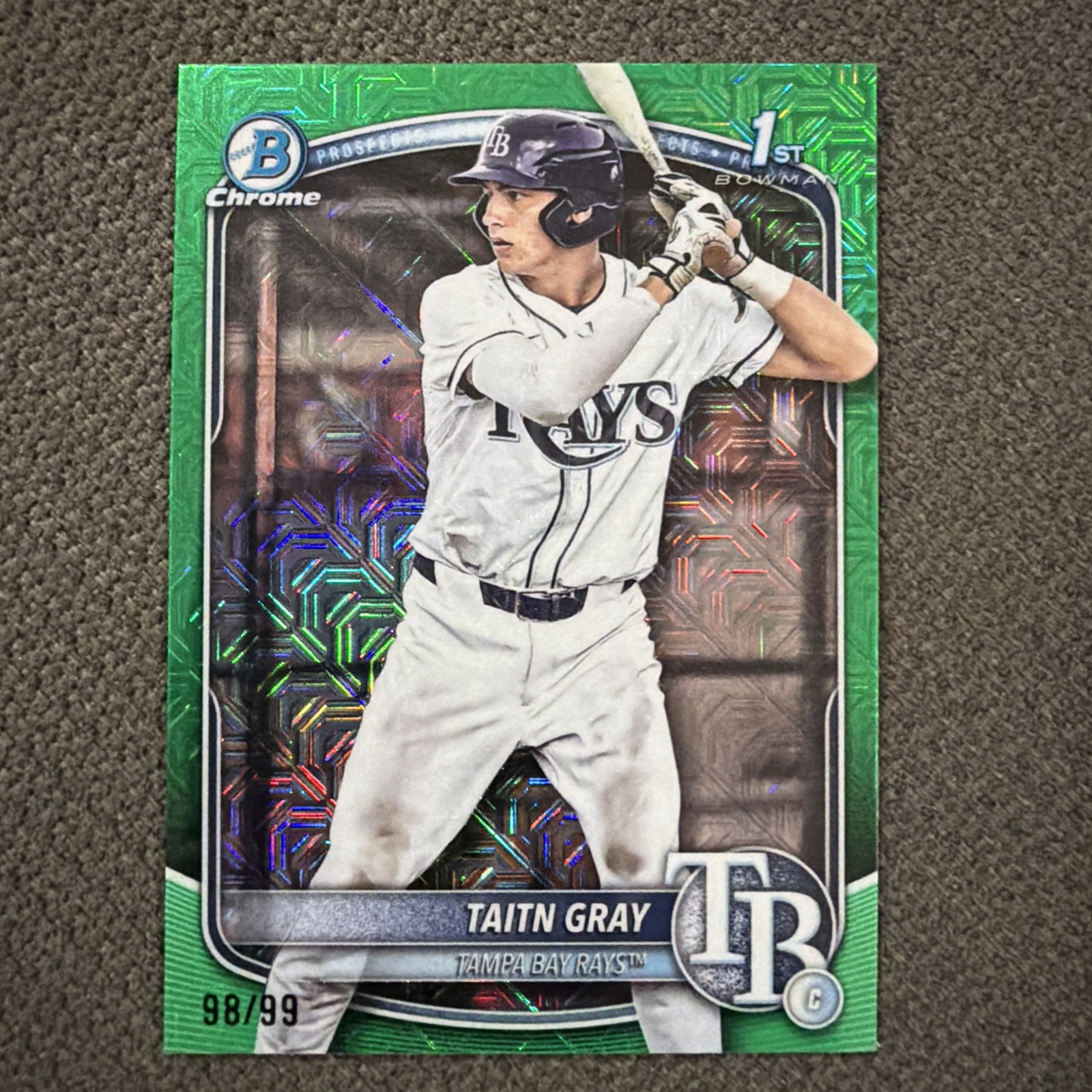 Taitn Gray 2025 1st Bowman Draft Chrome Mega Box Green Mojo Refractor /99 #BDC-7