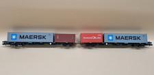 Dapol N Gauge Intermodal Bogie Spine Wagon Set Freightliner with Four Containers