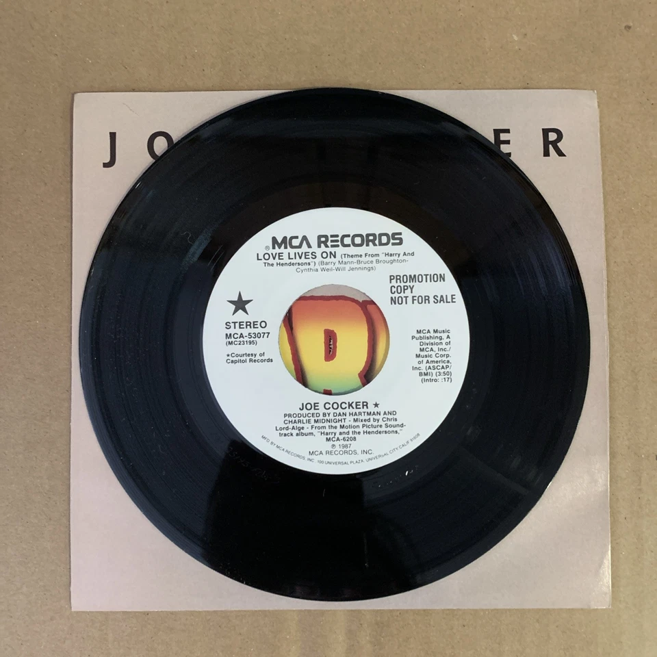 Joe Cocker, 45 rpm, Promo, VG+, Love Lives On, MCA-53077 - Image 2 of 3