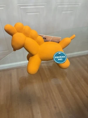 CHARMING PET Outward Hound Latex Rubber Balloon Dog Squeaky Dog Toy, Large 8” Orange