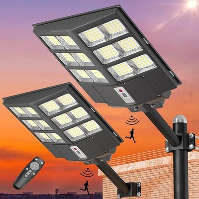 1000W LED Solar Street Light Outdoor Garden Commercial Dusk to Dawn Wall Lamp US