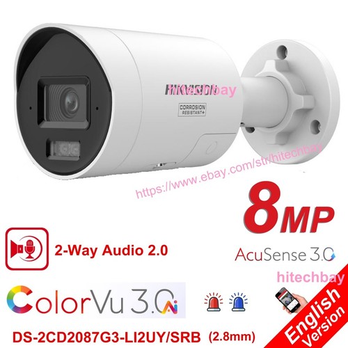 DS-2CD2087G3-LI2UY/SRB 8MP Ai 4K ColorVu 3.0 IP Camera PoE Red/White Light 2.8/4 - Picture 12 of 13