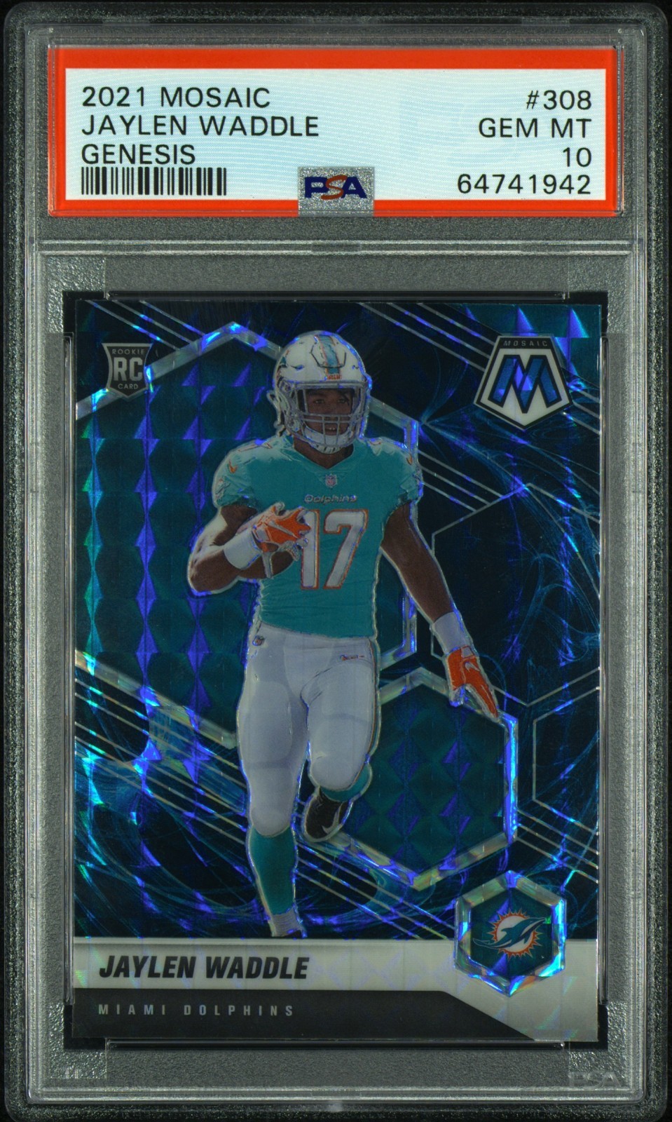 JAYLEN WADDLE (RC) 2021 Mosaic Rookie #308 (GENESIS PRIZM) PSA 10💎GEM MINT🏈🔥