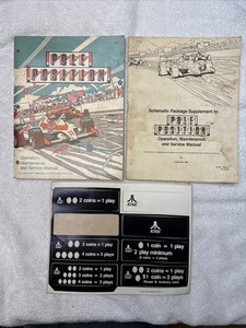 ATARI COIN OP ARCADE VIDEO GAME POLE POSITION  MANUAL + SCHEMATIC MAUUAL + DECAL