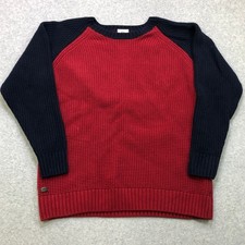 Lacoste Sweater Men's 8 Red Waffle Knit Thermal Preppy Wool Cashmere Blend Logo