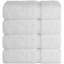 Spa Towels, 100 Cotton 4 Pc Bath Set, Soft, White