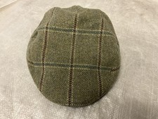 Failsworth Gamekeeper Tweed Flat Cap Large 100% Wool Green Check Country Hat