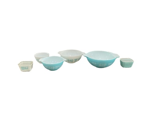 Vintage Pyrex Amish Butterprint Nesting Bowls (4) & Refrigerator Dishes (2) Lot - 第 1/24 張圖片