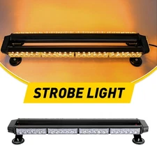 LED Emergency Strobe Light Bar Warning Rooftop Double Side Traffic Advisor-Amber