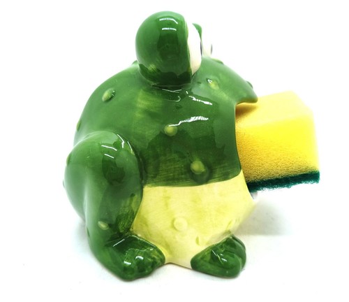 Lindo soporte de esponja de rana de cerámica para fregadero de cocina 4,7” lindo soporte de cocina decoración hogar... - Imagen 2 de 3