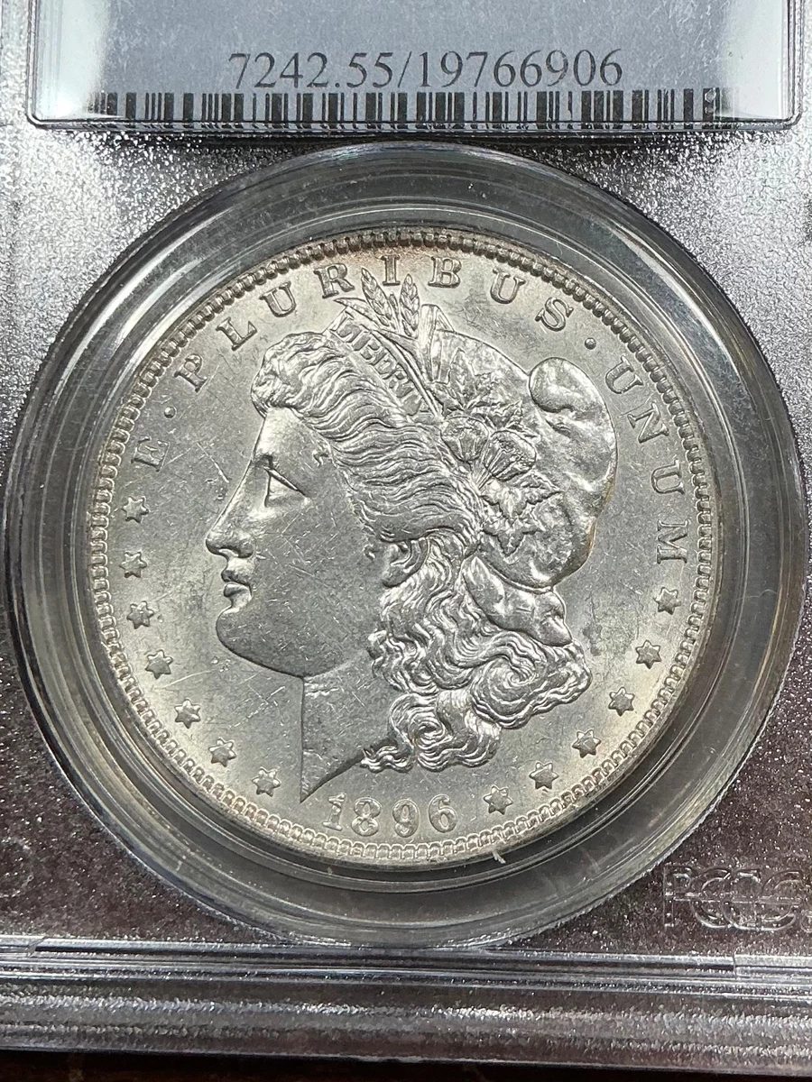 PCGS Certified AU 55 Graded 1896 Year Morgan US Dollars (1878-1921 PCGS Certified AU 55 Graded 1896 Year Morgan US Dollars (1878-1921
