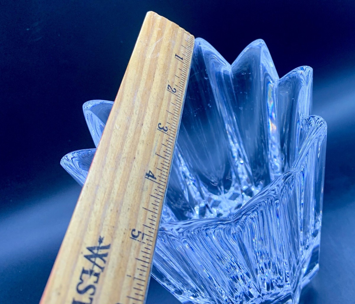 VINTAGE Orrefors Clear Crystal Art Glass Lily Shaped Vase