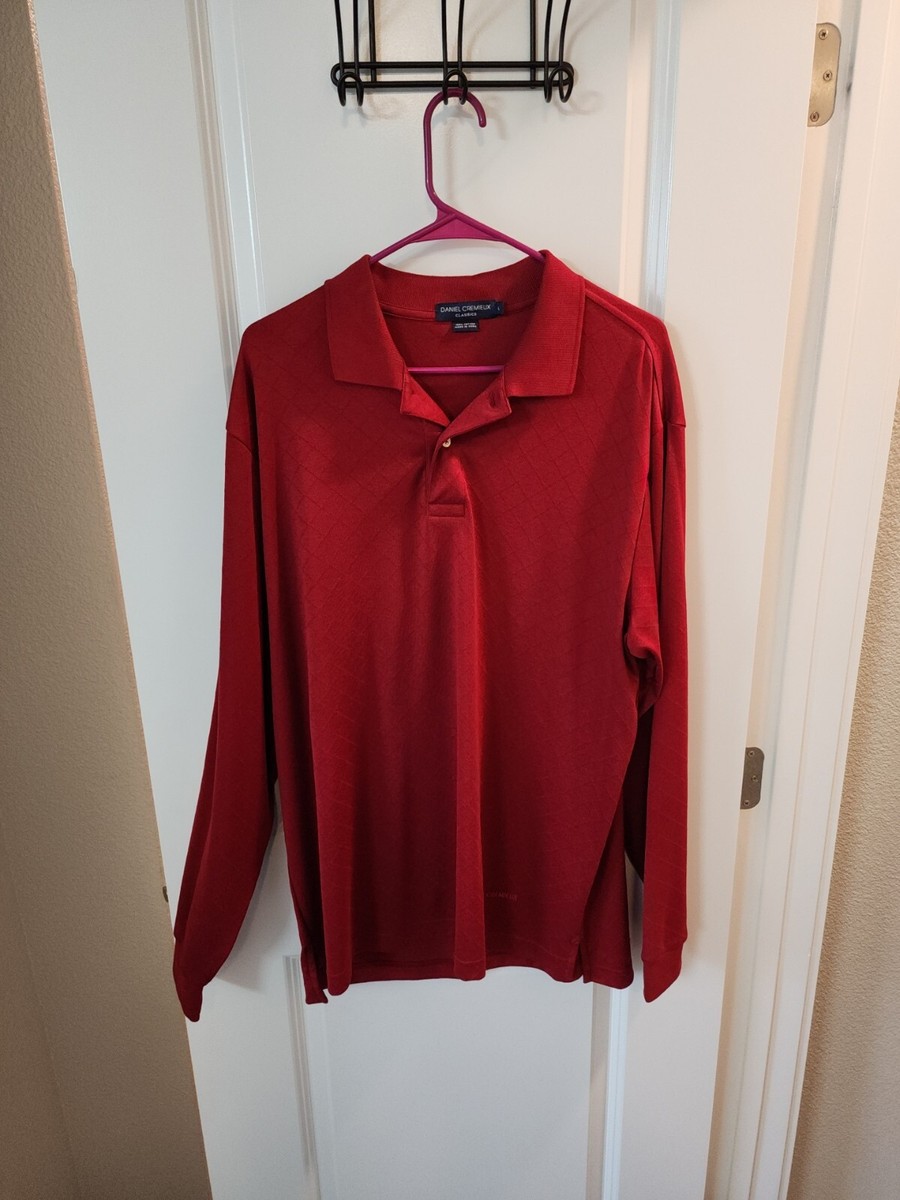 Daniel Cremieux Classics Long Sleeve Polo Size L Large Red Diamond