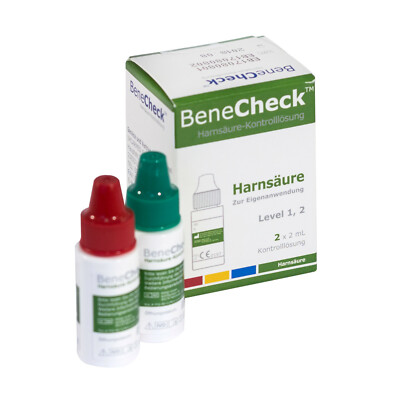 BeneCheck Harnsäure-Kontrolllösung - 2 x 2 mL - Zur Verwendung mit dem BeneCheck