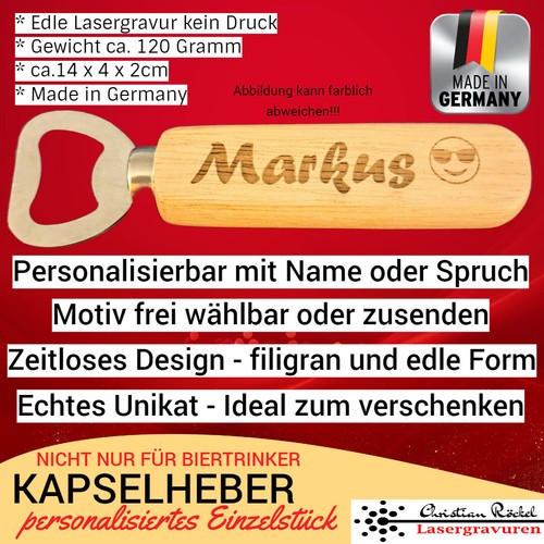 Flaschenöffner Kapselheber mit Gravur Geschenk Geburtstag Vatertag Bieröffner - Bild 4 von 4