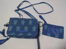 Vera Bradley Lighten Up RFID 3-in-1 Crossbody In Blue Marine Turtles & ID Wallet