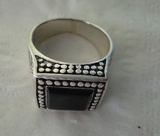 size 7 Sterling Silver 10g 15 mm Square Black Onyx Ring