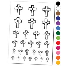 Celtic Cross Simple Outline Temporary Tattoo Water Resistant Set