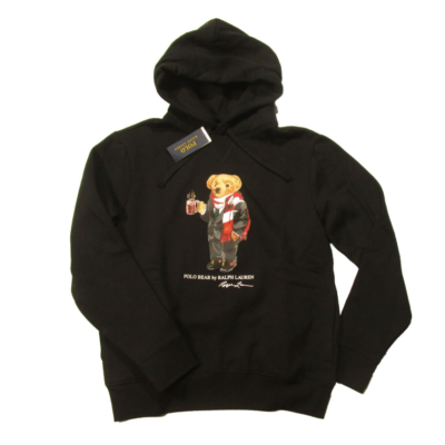 POLO RALPH LAUREN Big & Tall Black Polo Cocoa Bear Fleece Pullover