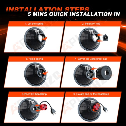 Pair 7" inch Round LED Headlights Hi/Lo Beam H4 Lamp For Chevy Truck Camaro C10 - Picture 8 of 24