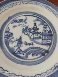 Chinese Porcelain Canton Blue & White Plate - Antique Export Qing