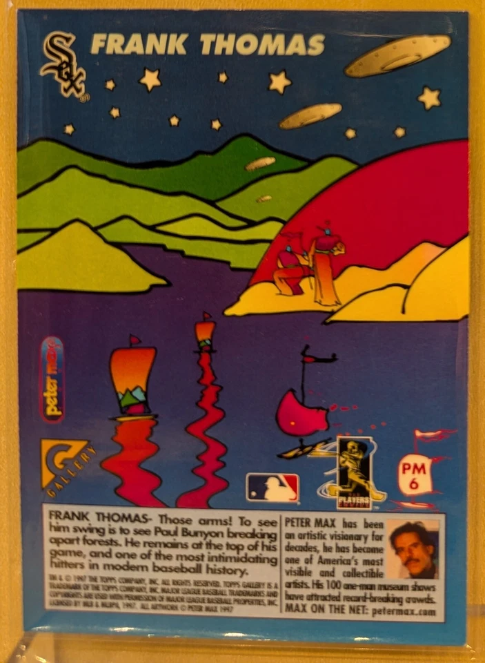 1997 Topps Gallery PETER MAX #PM6 Frank Thomas White Sox HOF RARE ICONIC INSERT - Image 2 of 2