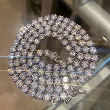 316L Stainless Steel Tennis Chain Iced One Row AAA CZ Simulated 5mm Thick 24"
