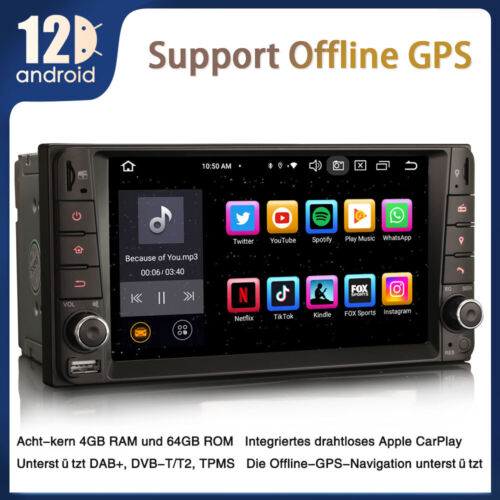 7" Android 12.0 Autoradio GPS for Toyota Corolla RAV4 Terios DAB+ Carplay 8-Kern - Bild 1 von 13