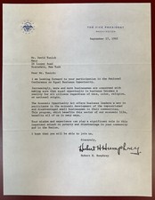 Vice President Hubert H. Humphrey, Signed, Typed Letter on Vice Pres. Letterhead