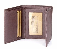 Mens Leather Trifold Burgundy Wallet Credit Card Window ID Holder Billfold Money
