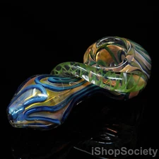 4¾" Golden Spiral Wormhole Tobacco Smoking Pipe Thick Collectible Pipes - P635C
