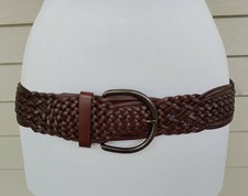 American Eagle Womens Wide Dark Brown Leather Woven Braided Buckle Belt S