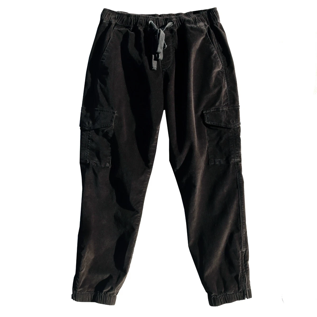Sanctuary Corduroy Mia Cargo Jogger Pants Black SML Needle Cord Zip Up Leg