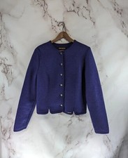 Geiger Jacket Women Medium 40 Purple Boiled Wool Button Crop Retro Vintage