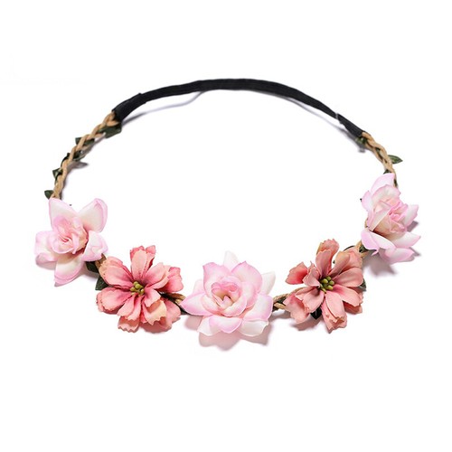 Flower Headband Head Garland Hair Band Crown Wreath Festival Beach Wedding US π - Picture 15 of 18