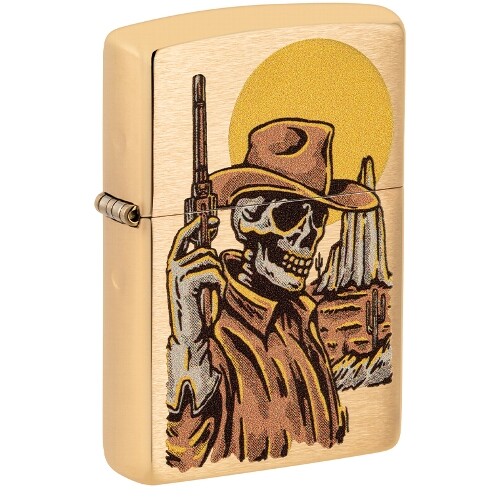 ZIPPO messing gebuerstet Wild West Skeleton Design 60006579 - Bild 1 von 1