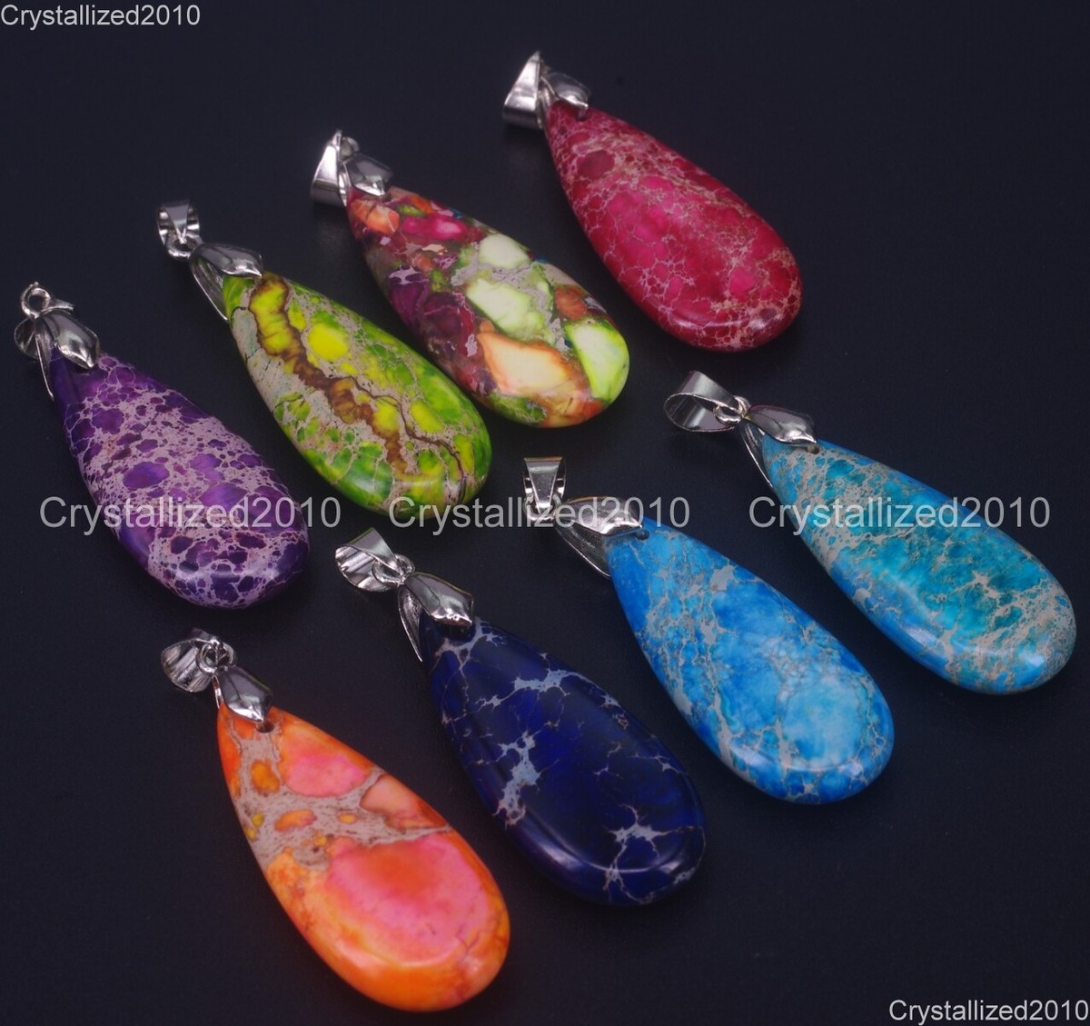 Natural Sea Sediment Jasper Gemstones Teardrop Healing Pendant
