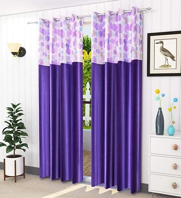 Polyester Solide Œillet Porte Rideau Long Porte 2.7m Violet Paquet De 2 - Photo 1/4