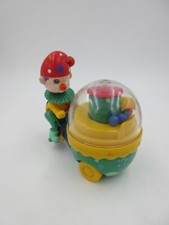 Vintage Plastic Wind Up Clown Riding Bike RARE TOY
