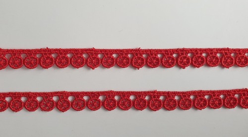 3 Yards Red 1cm Wide Embroidered Scallop Edge Lace Trim Guipure Sewing,Craft - 第 1/2 張圖片